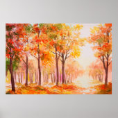 Aardolieschilderlandschap - kleurrijk herfstbos poster (Voorkant)