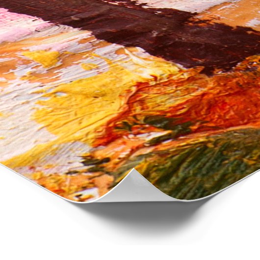 Aardolieschilderlandschap - kleurrijk herfstbos poster (Hoek)