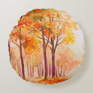 Aardolieschilderlandschap - kleurrijk herfstbos rond kussen