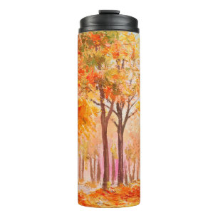 Aardolieschilderlandschap - kleurrijk herfstbos thermosbeker