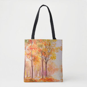 Aardolieschilderlandschap - kleurrijk herfstbos tote bag