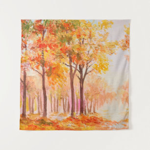 Aardolieschilderlandschap - kleurrijk herfstbos wandkleed