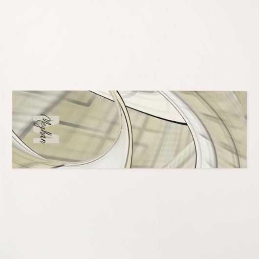 Aardpastel Autumn Abstracte kunst Monogram Yogamat (Voorkant (horizontaal))