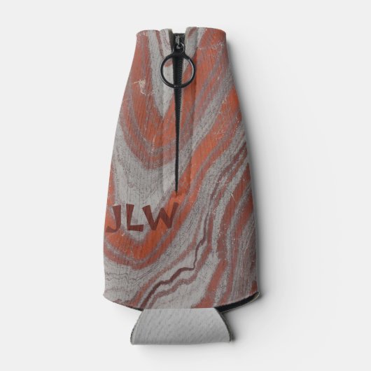 Aardrode en grijze minerale golven flesjeskoeler (Achterkant)