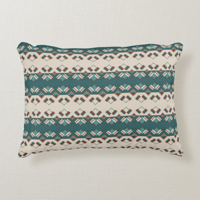 Aardrooster Teal en Bruin  Accent Kussen (Voorkant)