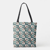 Aardrooster Teal en Bruine Tote Bag (Achterkant)