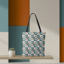 Aardrooster Teal en Bruine Tote