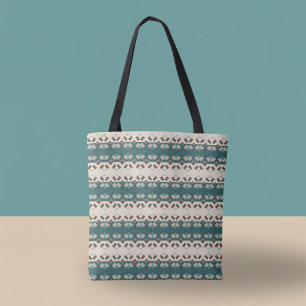 Aardrooster Teal en Bruine Tote Bag