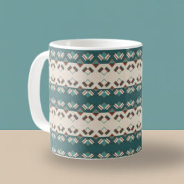 Aardrooster Teal en Bruine Tote Koffiemok