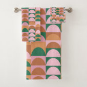Aardroze en groen Geometrische vormen Patroon Bad Handdoek (Insitu)