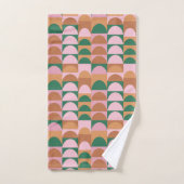 Aardroze en groen Geometrische vormen Patroon Bad Handdoek (Handdoek)