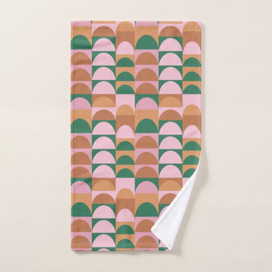 Aardroze en groen Geometrische vormen Patroon Bad Handdoek (Handdoek)