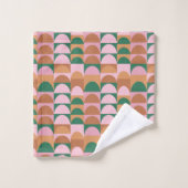 Aardroze en groen Geometrische vormen Patroon Bad Handdoek (Wasdoekje)