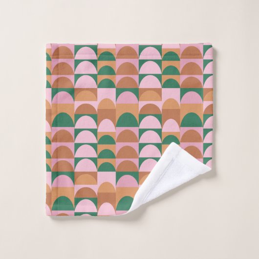 Aardroze en groen Geometrische vormen Patroon Bad Handdoek (Wasdoekje)