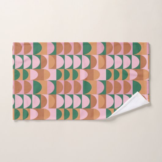 Aardroze en groen Geometrische vormen Patroon Bad Handdoek (Handdoek)