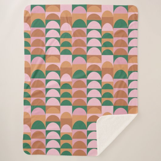 Aardroze en groen Geometrische vormen Patroon Sherpa Deken (Voorkant)