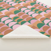 Aardroze en groen Geometrische vormen Patroon Sherpa Deken (3/4)