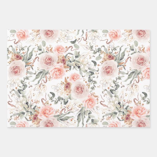 Aardroze flesvormig patroon van botanische Waterve Inpakpapier Vel (Voorkant 3)