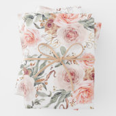 Aardroze flesvormig patroon van botanische Waterve Inpakpapier Vel (In situ)