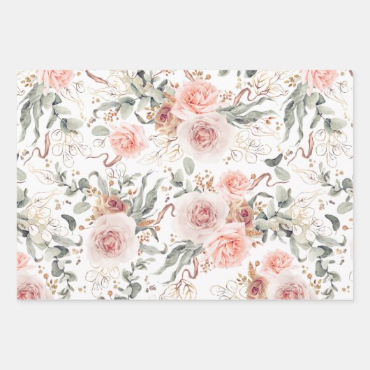 Aardroze flesvormig patroon van botanische Waterve Inpakpapier Vel (Voorkant)