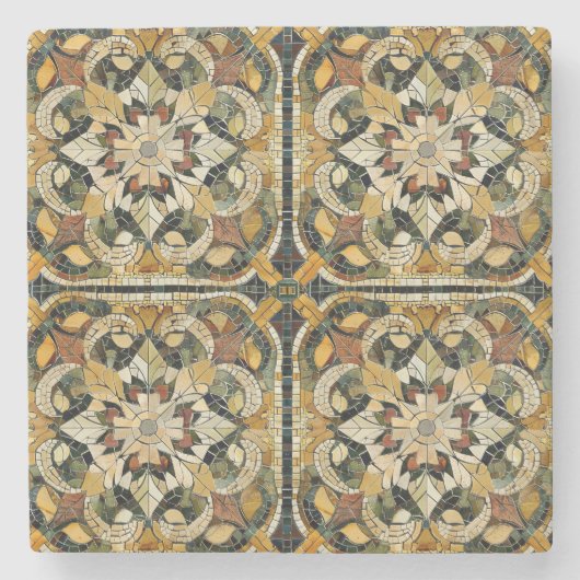 aards elegantiemozaïek stenen onderzetter (Voorkant)