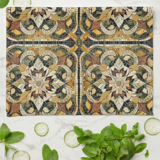 aards elegantiemozaïek theedoek (Gevouwen)