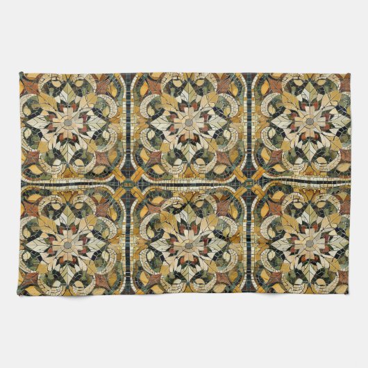 aards elegantiemozaïek theedoek (Horizontaal)