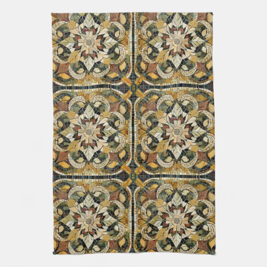 aards elegantiemozaïek theedoek (Verticaal)