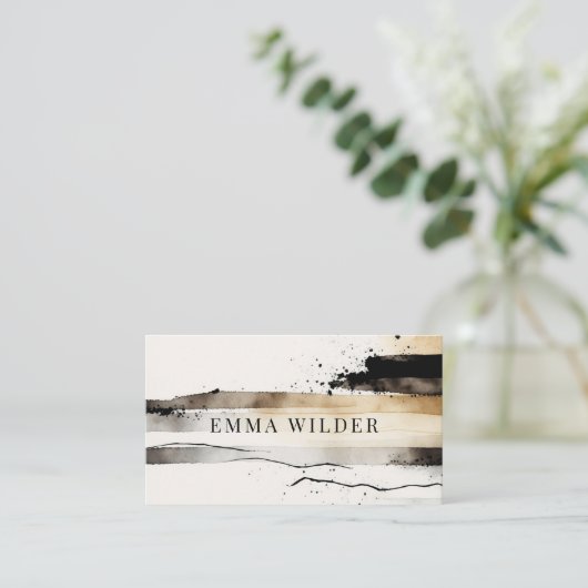 aards etherisch Abstract Waterverf Visitekaartje (Staand voorkant)