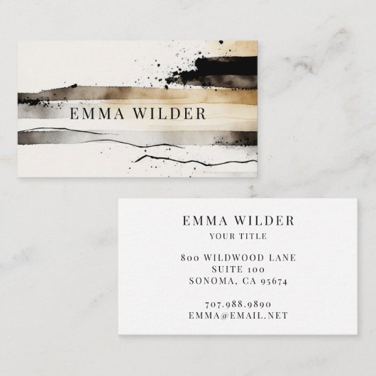 aards etherisch Abstract Waterverf Visitekaartje (Voorkant / Achterkant)