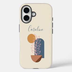 Aardse Abstract Geometrische Botanische Gepersonal iPhone 16 Hoesje