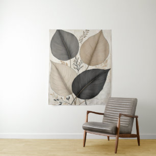 Aardse Abstract laat neutrale botanische kunst ach Wandkleed