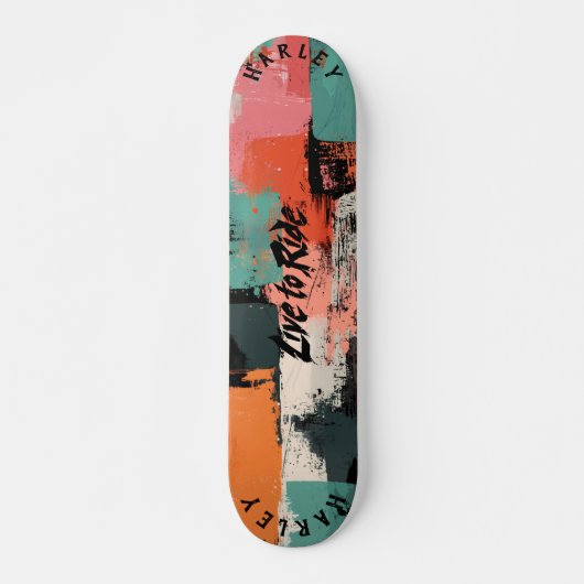 Aardse Abstract - Live to Ride Brushstroke Design Persoonlijk Skateboard (Voorkant)