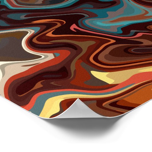 Aardse Abstract met turquoise hoogtepunten Poster (Hoek)