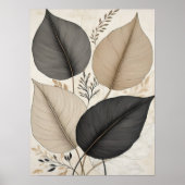 Aardse Abstracte bladeren Neutral Botanical Poster (Voorkant)