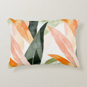 Aardse Abstracte Bladpatroon Accent Kussen