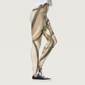 Aardse Abstracte Bloem- en Kalligrafie Lijnen Kuns Leggings