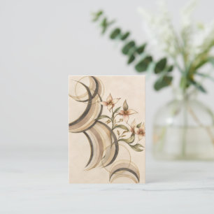 Aardse Abstracte Bloemmotieven & Kalligrafie Lijne Contactkaartje