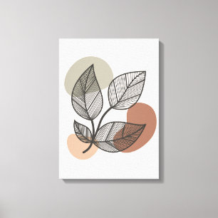 Aardse Abstracte Floral Boho Canvas Afdruk