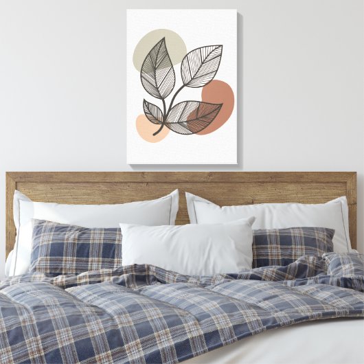 Aardse Abstracte Floral Boho Canvas Afdruk (Insitu (Slaapkamer))