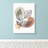 Aardse Abstracte Floral Boho Canvas Afdruk (Insitu (Houten vloer))