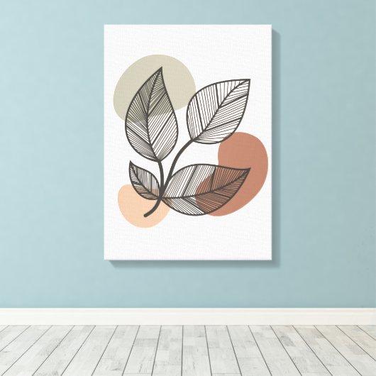 Aardse Abstracte Floral Boho Canvas Afdruk (Insitu (Houten vloer))