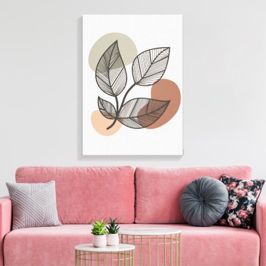 Aardse Abstracte Floral Boho Canvas Afdruk (Insitu (Woonkamer))