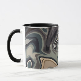 Aardse Abstracte Golven met Neutrale Tinten Mok