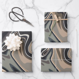 Aardse Abstracte golven met neutrale tonen Inpakpapier Vel