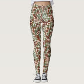 Aardse Abstracte Krokodillenschub Leggings (Voorkant)