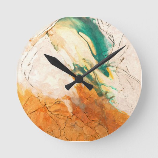 Aardse Abstracte Marmeren Kunstklok Ronde Klok (Voorkant)