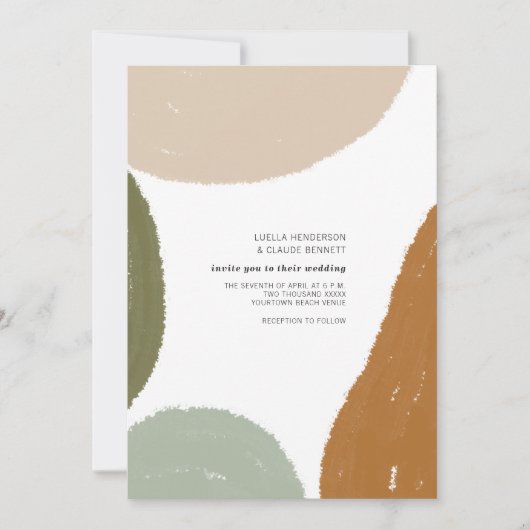 Aardse Abstracte minimalistische moderne bruiloft Kaart (Voorkant)