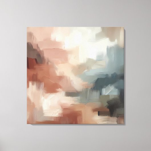 Aardse Abstracte penseelstreekkunst Canvas Afdruk (Voorkant)