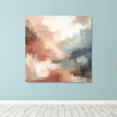 Aardse Abstracte penseelstreekkunst Canvas Afdruk (Insitu (Houten vloer))